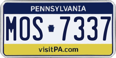 PA license plate MOS7337
