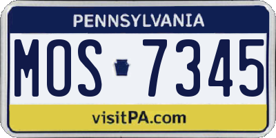 PA license plate MOS7345