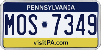 PA license plate MOS7349