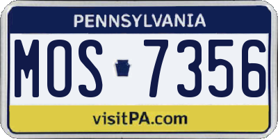 PA license plate MOS7356