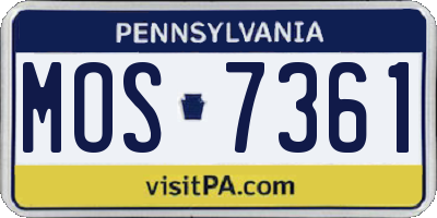 PA license plate MOS7361