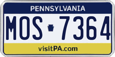 PA license plate MOS7364