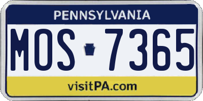 PA license plate MOS7365