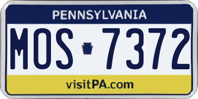 PA license plate MOS7372