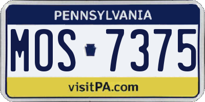 PA license plate MOS7375
