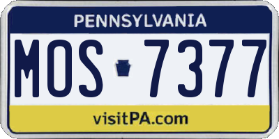 PA license plate MOS7377