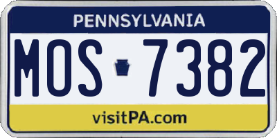 PA license plate MOS7382