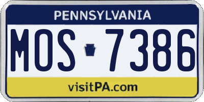 PA license plate MOS7386