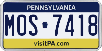 PA license plate MOS7418