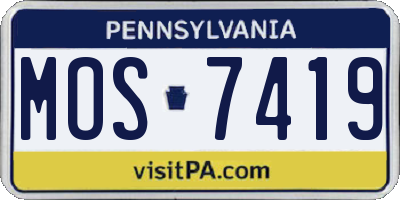 PA license plate MOS7419