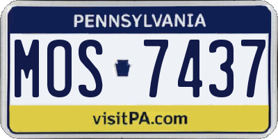 PA license plate MOS7437