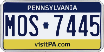 PA license plate MOS7445