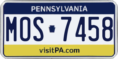 PA license plate MOS7458