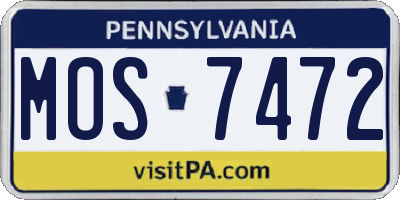 PA license plate MOS7472