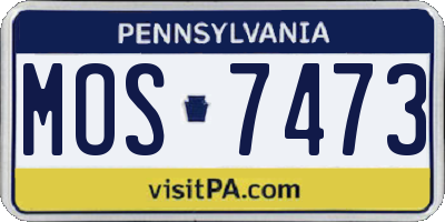 PA license plate MOS7473