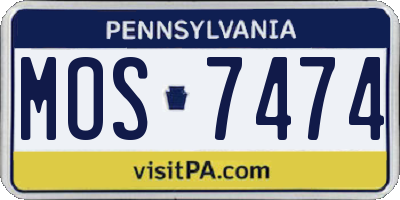 PA license plate MOS7474