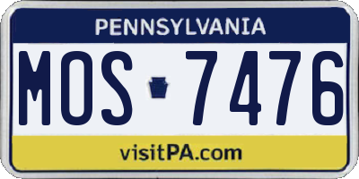 PA license plate MOS7476