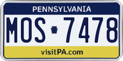 PA license plate MOS7478