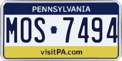 PA license plate MOS7494