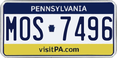 PA license plate MOS7496