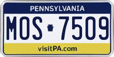 PA license plate MOS7509