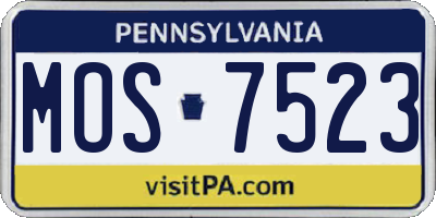 PA license plate MOS7523