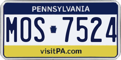 PA license plate MOS7524