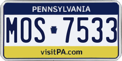 PA license plate MOS7533