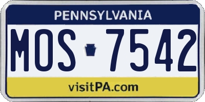 PA license plate MOS7542