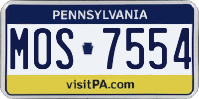 PA license plate MOS7554