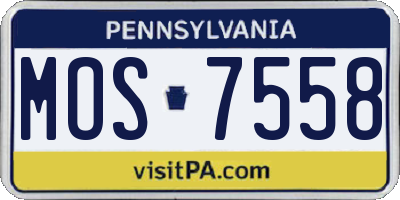 PA license plate MOS7558