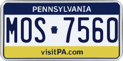 PA license plate MOS7560