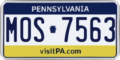 PA license plate MOS7563