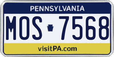 PA license plate MOS7568