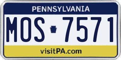 PA license plate MOS7571