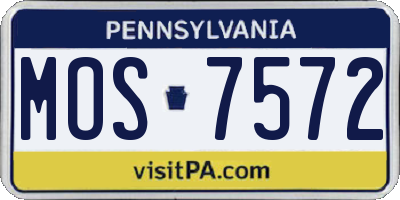 PA license plate MOS7572