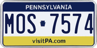 PA license plate MOS7574