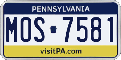 PA license plate MOS7581