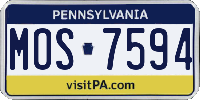 PA license plate MOS7594