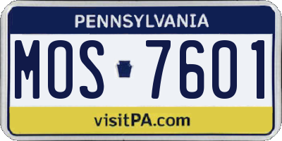 PA license plate MOS7601