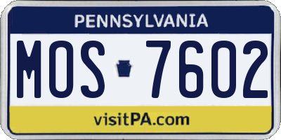 PA license plate MOS7602