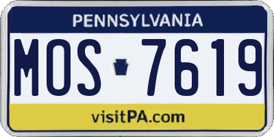 PA license plate MOS7619
