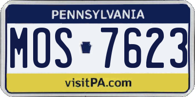 PA license plate MOS7623