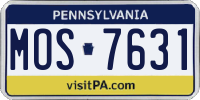 PA license plate MOS7631