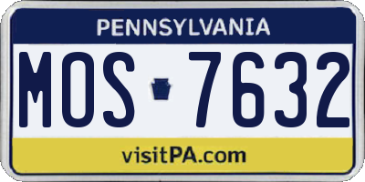 PA license plate MOS7632