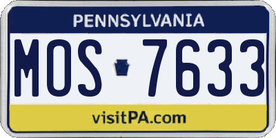 PA license plate MOS7633
