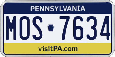PA license plate MOS7634
