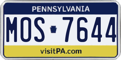 PA license plate MOS7644