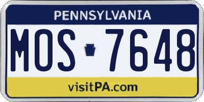 PA license plate MOS7648