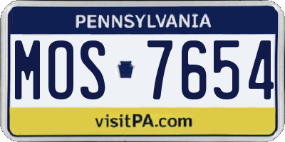 PA license plate MOS7654